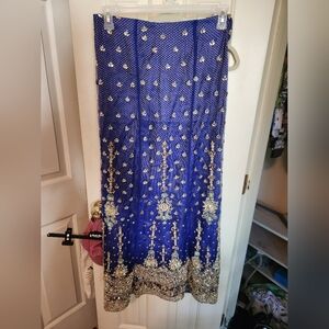 Royal blue lehenga with rhinestones